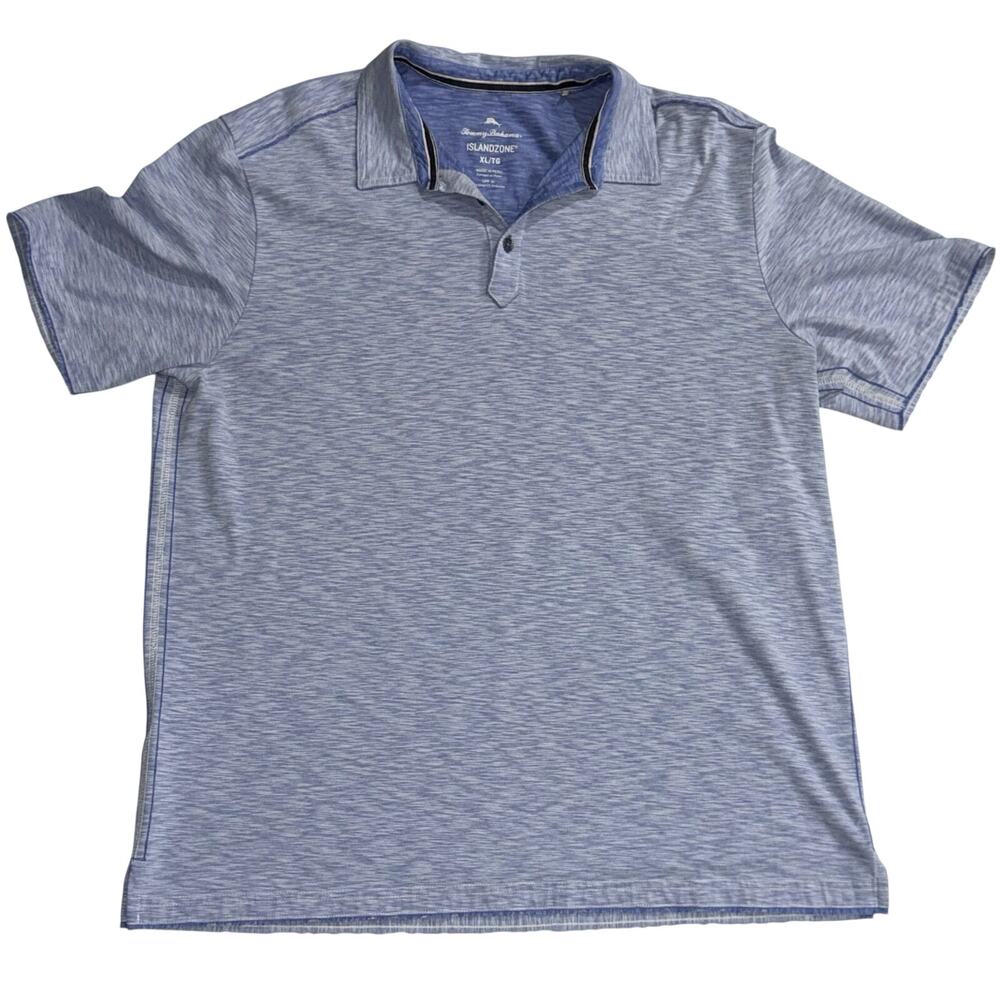 Tommy Bahama IslandZone Blue Heathered Performance Polo Shirt XL UPF 30 Men’s